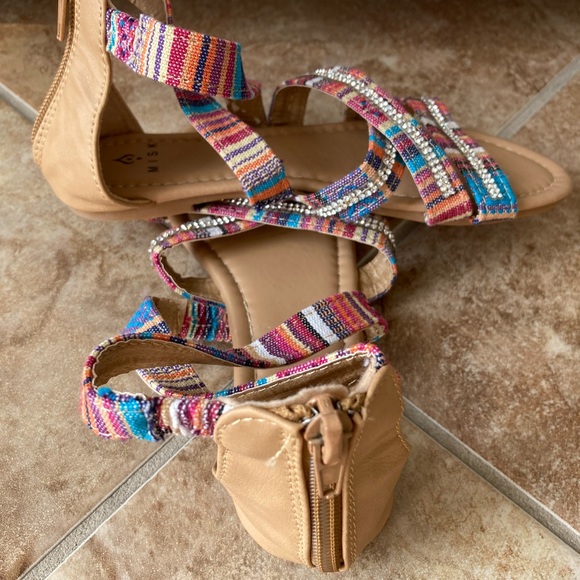 Coulour Plaid Rhinestone Misk Sandals Girls Sz 12 - Picture 3 of 6